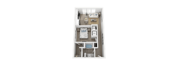 1 bedroom 1 bath A2 Floor Plan at Link Apartments® 4th Street, Winston-Salem, North Carolina