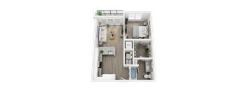 1 bedroom 1 bathroom A3A Floor Plan at Link Apartments® 4th Street, Winston-Salem, NC