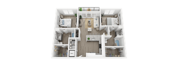 2 bed 2 bath B1.1 Floor Plan at Link Apartments® 4th Street, North Carolina