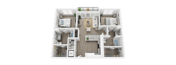 2 bed 2 bath B1.1A Floor Plan at Link Apartments® 4th Street, Winston-Salem, NC, 27101