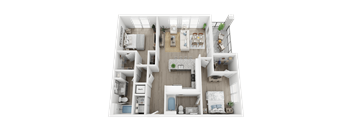 2 bed 2 bathroom B2 Floor Plan at Link Apartments® 4th Street, Winston-Salem, 27101