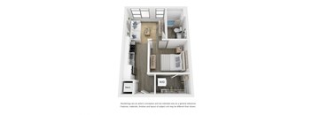 One bed one bath floor plan at Link Apartments® Broad Ave, Memphis, TN, 38112