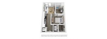 One bed one bath floor plan D at Link Apartments® Broad Ave, Memphis