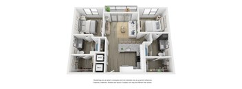 Two bedroom 2 bathroom floor plan C at Link Apartments® Broad Ave, Memphis, 38112