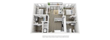 Two bedroom 2 bathroom floor plan F at Link Apartments® Broad Ave, Tennessee, 38112