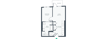a floor plan of a unit with a bedroom and a living room