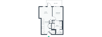 a floor plan of a unit with a bedroom and a living room