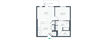 a floor plan of a house with an open floor plan with a bedroom and a