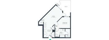 a floor plan of a house with a bedroom and a living room