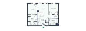 a floor plan of a house with an open floor plan with a bedroom and a