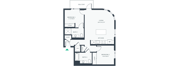 a floor plan of a unit with a bedroom and a living room