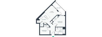 a floor plan of a unit with a bedroom and a living room