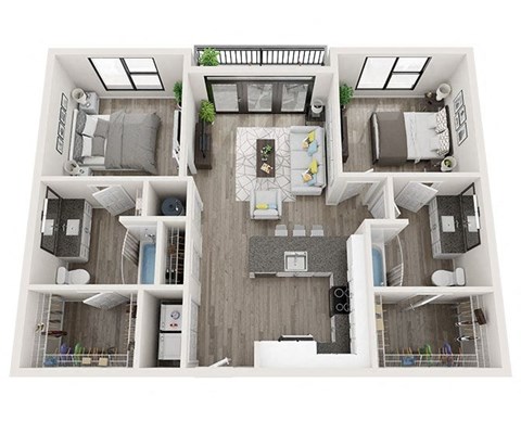 B1 Floor Plan at Link Apartments® Montford, Charlotte, NC, 28209