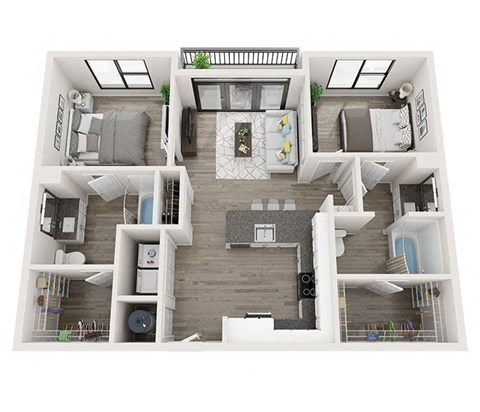 B2_A Floor Plan at Link Apartments® Montford, Charlotte, 28209