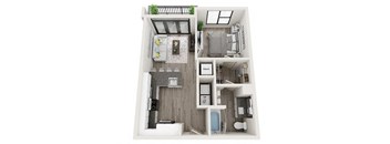 1 bed 1 bath A4-A Floor Plan at Link Apartments Innovation Quarter, North Carolina