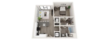 1 bed 1 bath A5 Floor Plan at Link Apartments Innovation Quarter, North Carolina, 27101