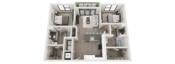 2 bed 2 bath B3 Floor Plan at Link Apartments Innovation Quarter, Winston Salem, 27101