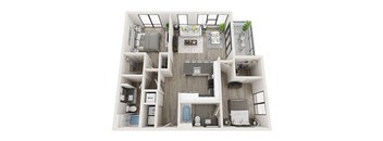 2 bed 2 bath B5 Floor Plan at Link Apartments Innovation Quarter, Winston Salem