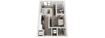 Studio 1 BathS2 Floor Plan at Link Apartments Innovation Quarter, North Carolina, 27101