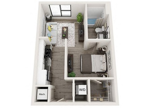 Studio 1 BathS2 Floor Plan at Link Apartments Innovation Quarter, North Carolina, 27101