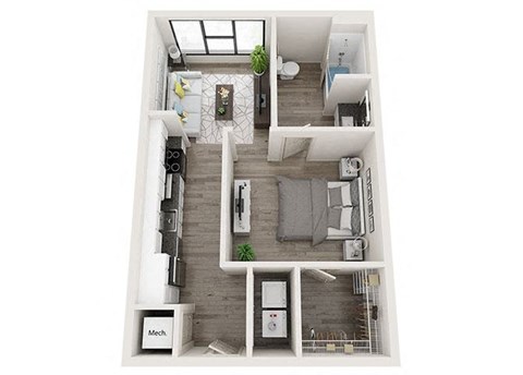 Studio 1 Bath S3-A Floor Plan at Link Apartments Innovation Quarter, Winston Salem, NC