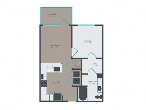 A3-A 1 Bed 1 Bath Floor Plan A3-A 1 Bed 1 Bath Floor Plan at Link Apartments® Grant Park, Georgia