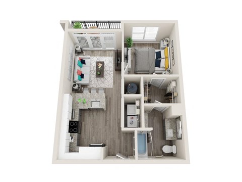 A3-A 1 Bed 1 Bath 653 Sqft Floor Plan at Link Apartments® Grant Park, Georgia, 30312