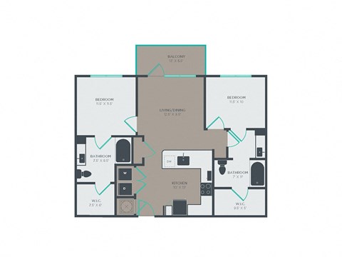 B1-A 2 Bed 2 Bath Floor Plan B1-A 2 Bed 2 Bath Floor Plan at Link Apartments® Grant Park, Atlanta