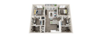 B1 2 Bed 2 Bath 1052 Sqft Floor Plan at Link Apartments® Grant Park, Atlanta, 30312