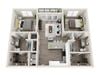 B1 2 Bed 2 Bath 1052 Sqft Floor Plan B1 2 Bed 2 Bath 1052 Sqft Floor Plan at Link Apartments® Grant Park, Atlanta, 30312