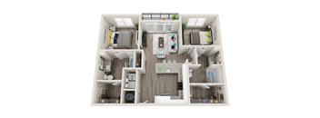 B1-A 2 Bed 2 Bath 1052 Sqft Floor Plan at Link Apartments® Grant Park, Atlanta, Georgia