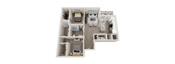 B3 2 Bed 2 Bath 1036 Sqft Floor Plan at Link Apartments® Grant Park, Georgia, 30312