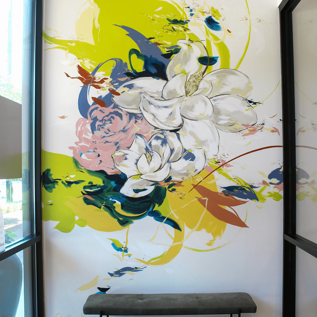 a large mural in the living room a large mural in the living room at Link Apartments® Canvas, Georgia
