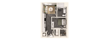 a floor plan of a 1 bedroom apartment at Link Apartments NoDa 36th, Charlotte, NC 28206