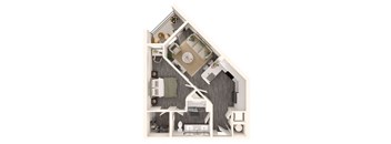 a floor plan of a 1 bedroom apartment at the residences at silver hill in suitland, at Link Apartments NoDa 36th, Charlotte, 28206