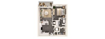 a floor plan of a 1 bedroom apartment at Link Apartments NoDa 36th, Charlotte, NC