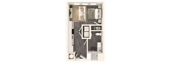 a floor plan of a 1 bedroom apartment at Link Apartments NoDa 36th, North Carolina, 28206