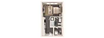 a floor plan of a studio apartment at Link Apartments NoDa 36th, Charlotte, NC 28206