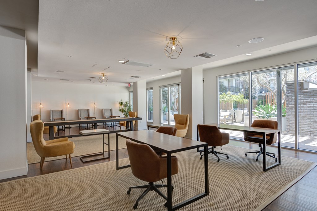 Conference room with Wooden table at 5550 Hollywood, Los Angeles, CA