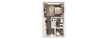 A bathroom with a toilet, sink, and mirror at Link Apartments® NoDa 36th Apartments, North Carolina, 28206