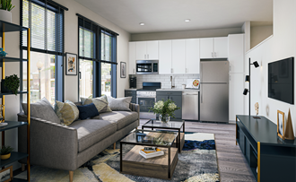 Modern Living Room at Link Apartments® 4th Street, Winston-Salem, NC, 27101