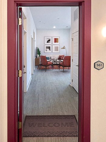 Entry To The Living Room at Link Apartments® Linden, Chapel Hill, NC - Photo Gallery 11