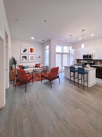 Modern Living Room With Kitchen View at Link Apartments® Linden, North Carolina, 27517 - Photo Gallery 13