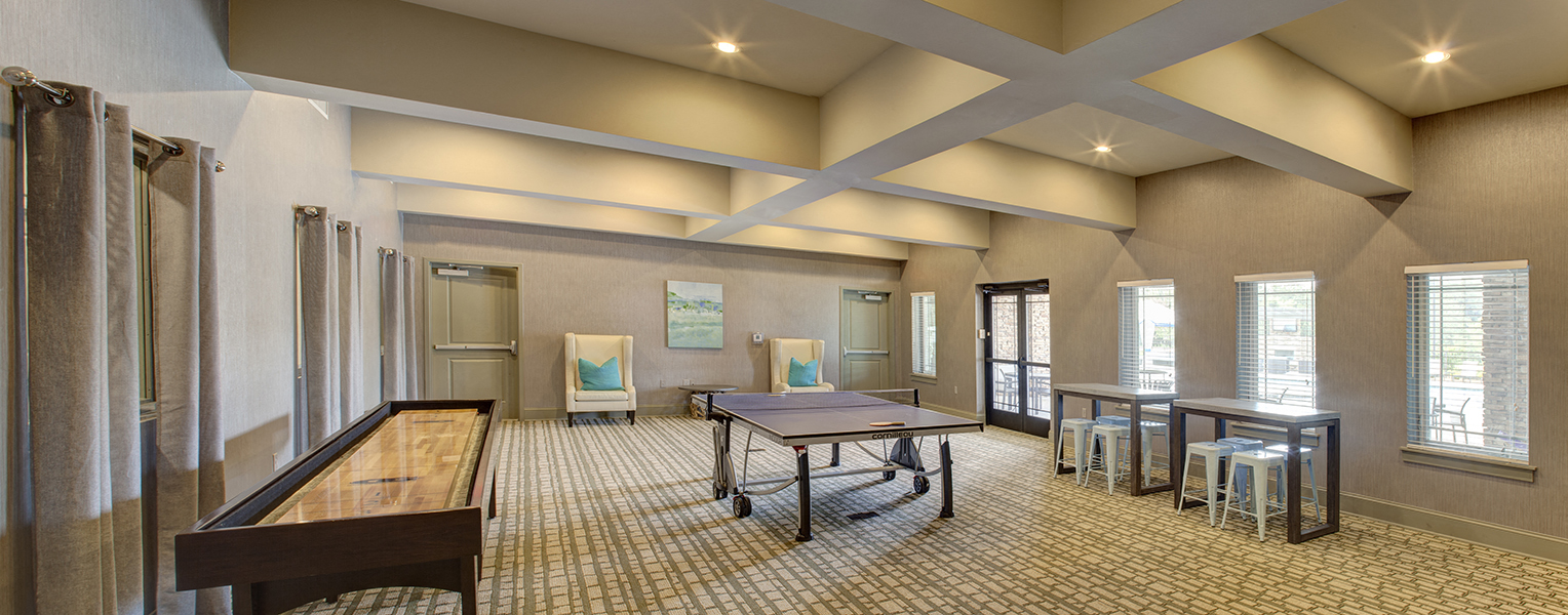 Gaming room at LangTree Lake Norman Apartments, Mooresville, NC