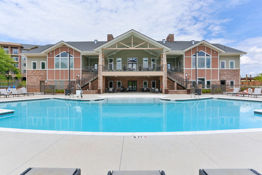 Resident Clubhouse and Swimming Pool at LangTree Lake Norman Apartments, Mooresville, North Carolina