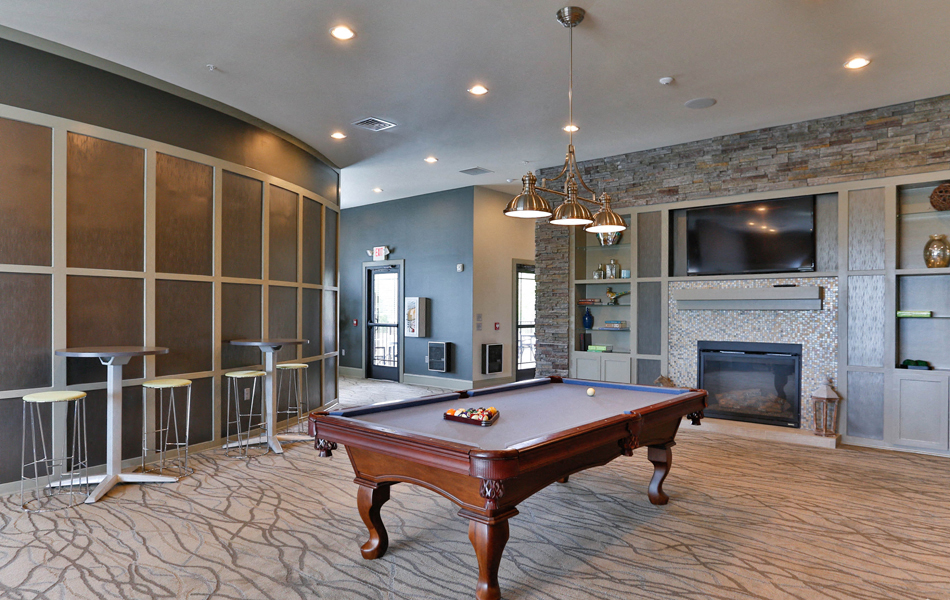 Interiors Pool Table at LangTree Lake Norman Apartments, Mooresville, NC, 28117