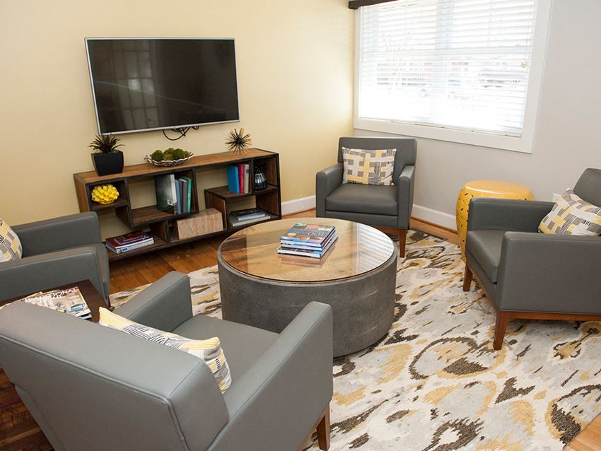 Living Area With TV Living Area With TV at Glen Lennox Apartments, North Carolina, 27514