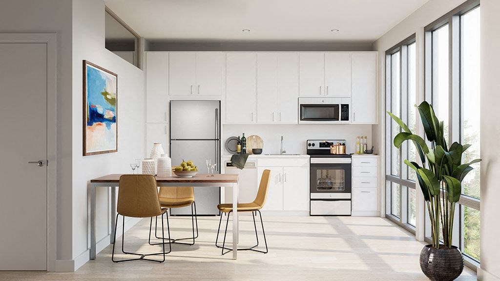 Fully Equipped Eat In Kitchen at Link Apartments® Montford, North Carolina