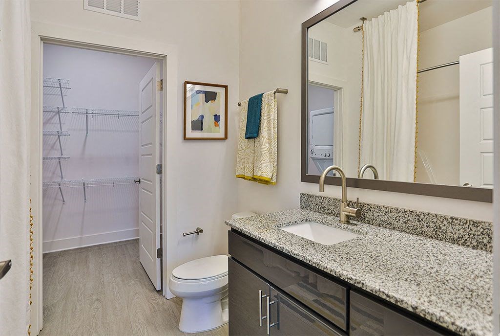 Bathroom With Adequate Storage at Link Apartments® Montford, North Carolina, 28209