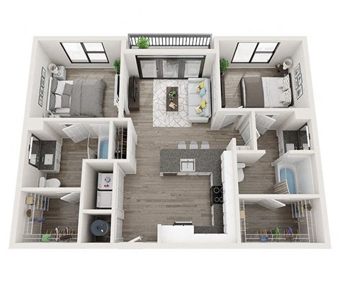 B2 2 Bed 2 Bath Floor Plan at Link Apartments® Montford, Charlotte